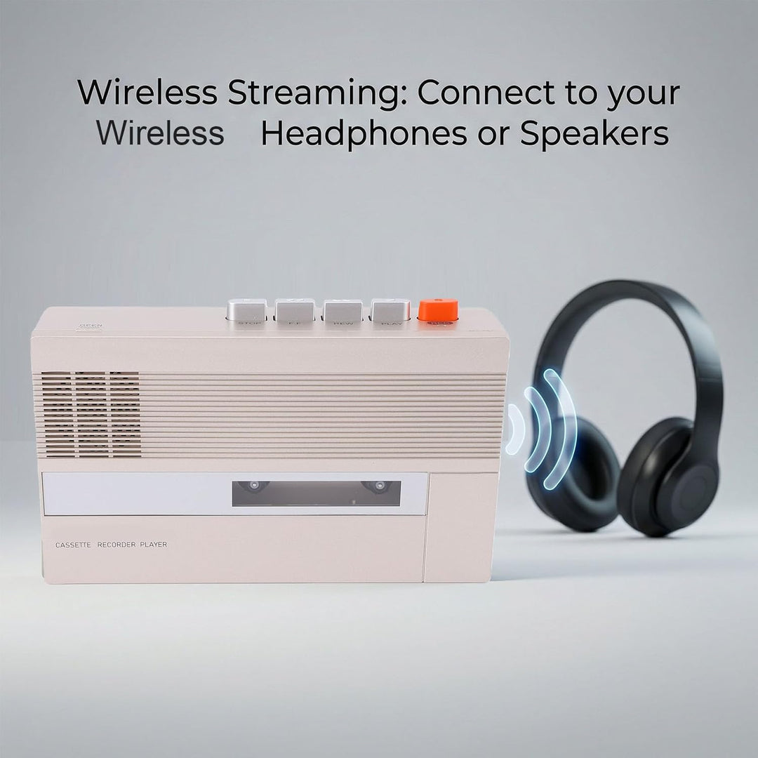 Tosuny Retro Kassettenspieler mit Bluetooth Sender und Recorder, Tragbarer Kassetten zu Digital Konv