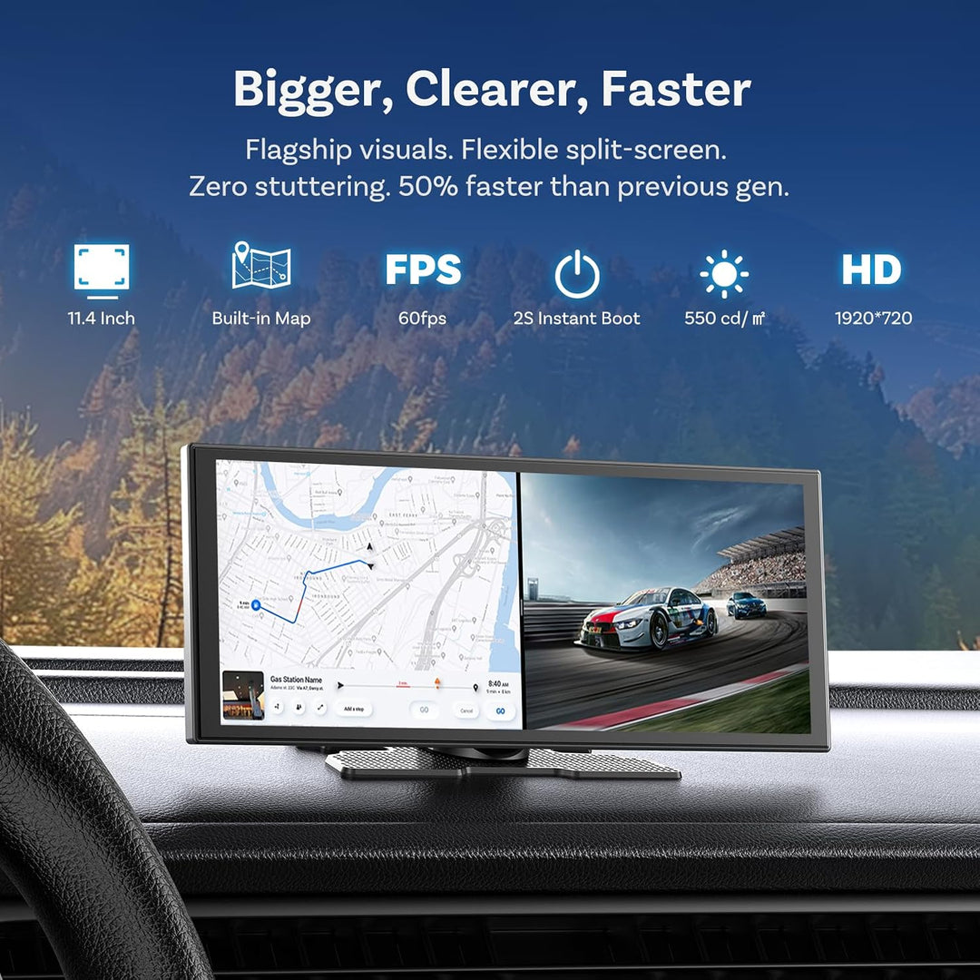 Ottocast Ottoscreen AI, 11,4 Zoll Carplay Display kompatibel mit Netflix/YouTube, Carplay Android Au