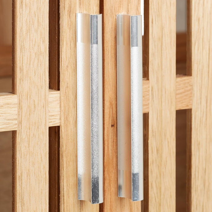 Relaxdays Waschbeckenunterschrank stehend, kleiner Unterschrank aus Walnuss, Badschrank mit Siphon-A