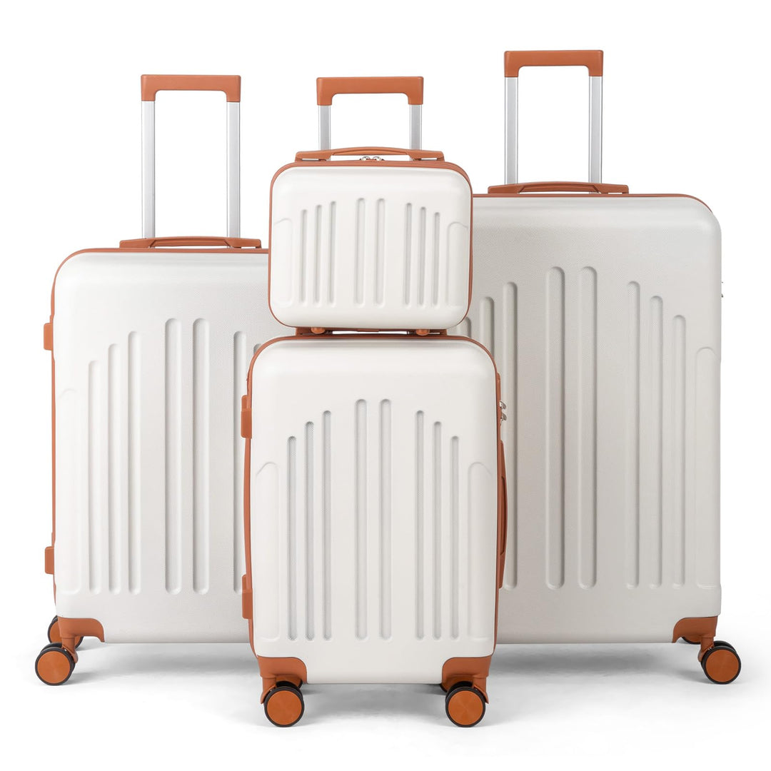 LALAHO Kofferset 4 teilig Hartschale mit Kosmetikkoffer, Koffer Set 4 Stück aus ABS, Reisekoffer mit