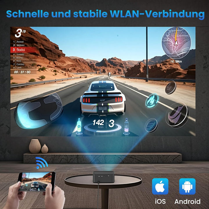 HOPVISION 2025 Upgraded Mini Beamer Heimkino 4K Unterstützt Full HD 1080P Projektor【NetfIix Official
