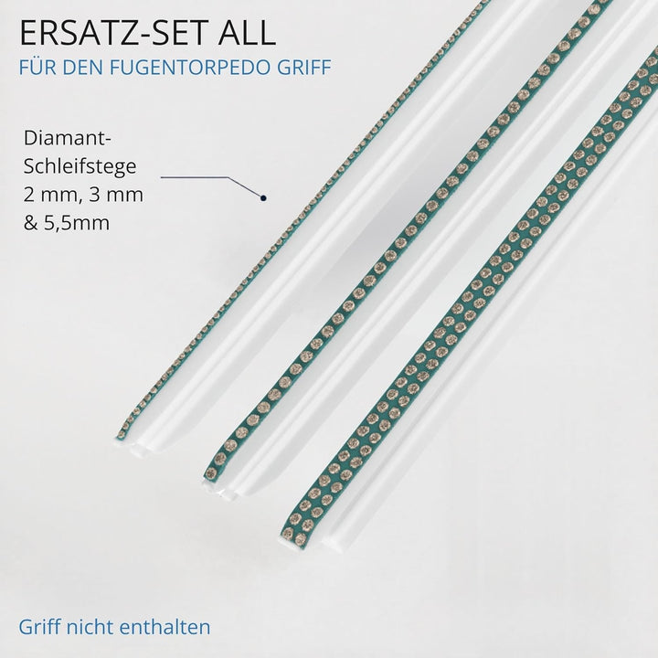 Fugentorpedo Ersatz-Set All-in – Diamant-Schleifstege 2 mm, 3 mm & 5,5 mm – Nachfüllset für schmale,