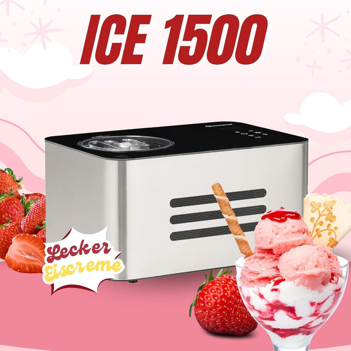 Sommertal Eiscreme Maschine ICE1500 3-in-1 Eismaschine, Frozen Joghurt & Sorbet, Eiscrememaschine au