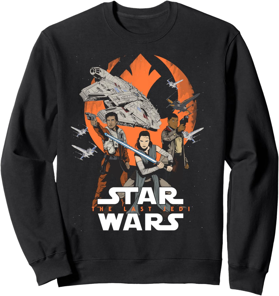 Star Wars The Last Jedi Group Shot Rebel Background Logo Sweatshirt
