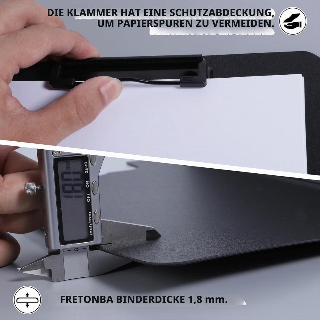 FRETONBA Klemmbrett a4, Schreibmappe 2er Pack Klemmbrett mit deckel, Klemmbrettmappe mit 2 Klemmen,