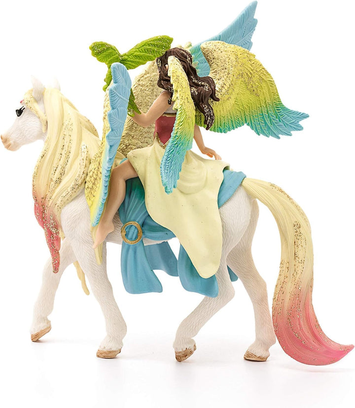 schleich BAYALA 70566 Fee Surah und Einhorn Glitzer Pegasus 3-Tlg Spielset - Einhorn mit Flügel und