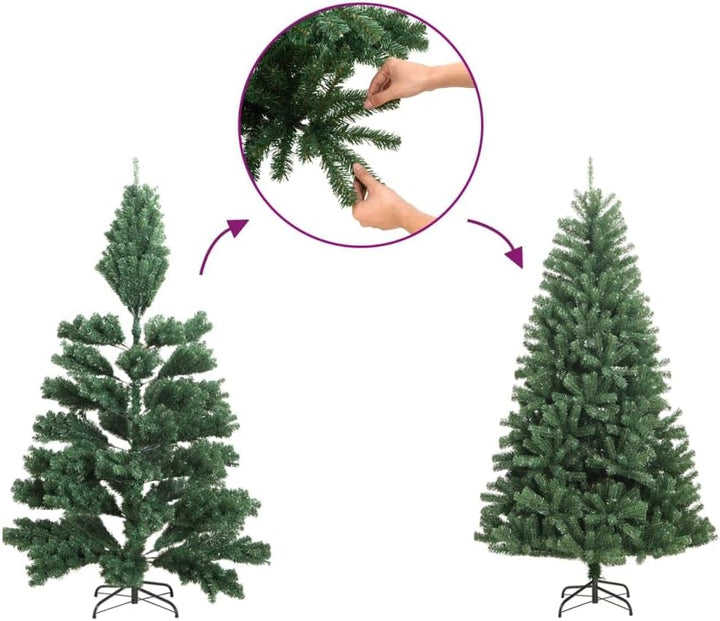 vidaXL Weihnachtsbaum Schlank, Christbaum mit Metallständer, Weihnachtsdekoration mit weissem Kunsts