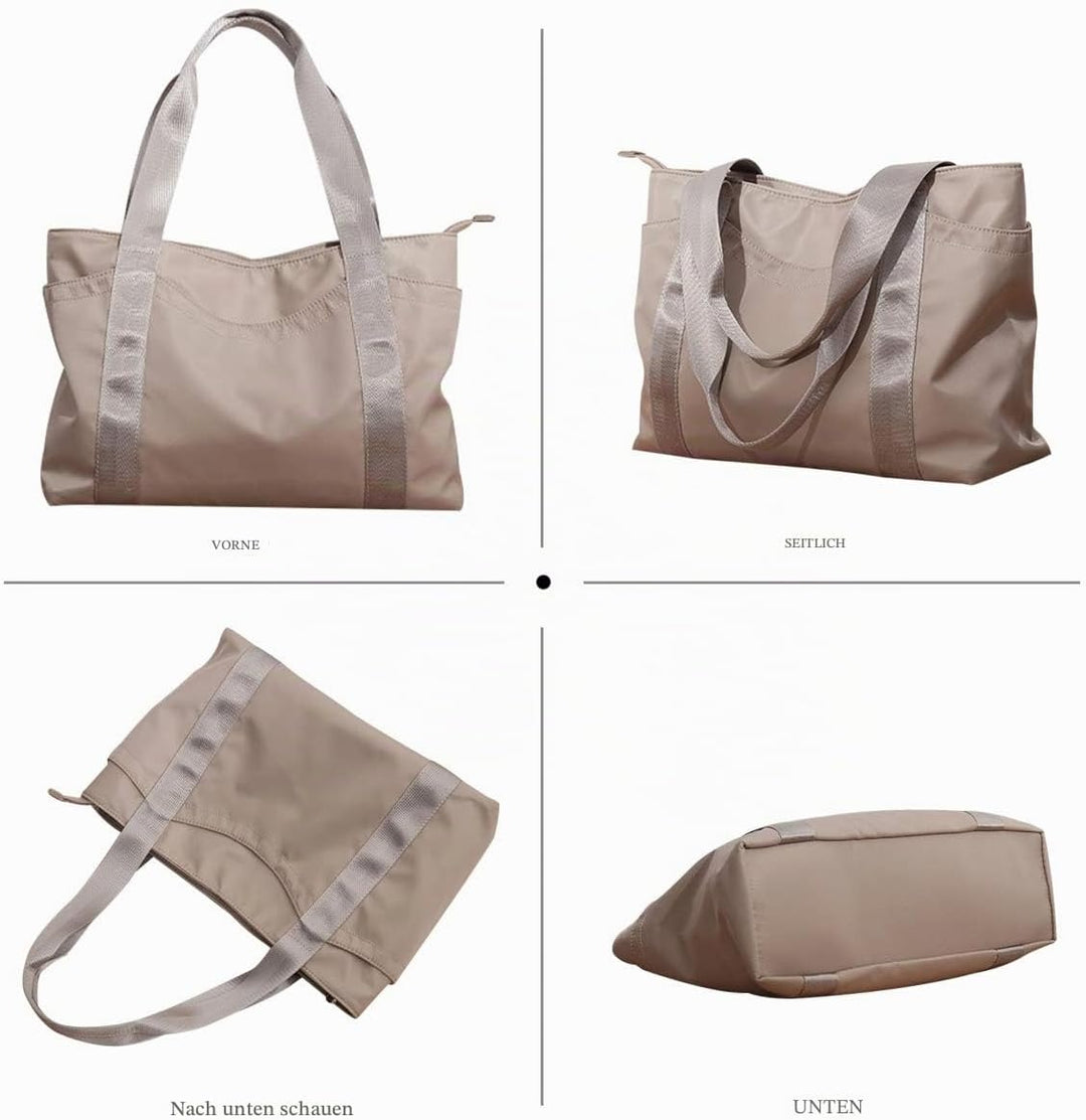 NICOLE &amp; DORIS Damen Handtasche Nylon Schultertasche Umhängetasche Gross Shopper Tasche mit Reissver