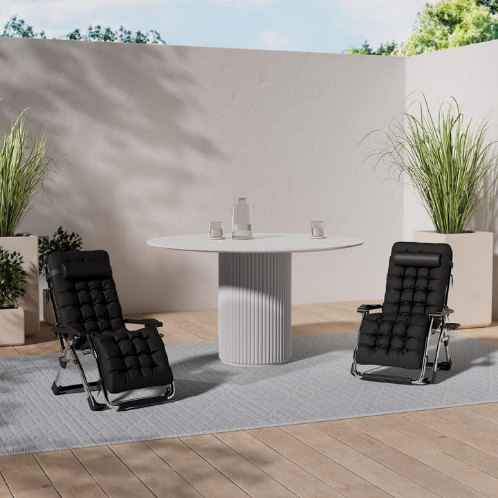Sonnenliege Klappbar, Liegestuhl, Extra gross Gartenliege, für Patio-Garten-Strand-Pool, mit Kissen-