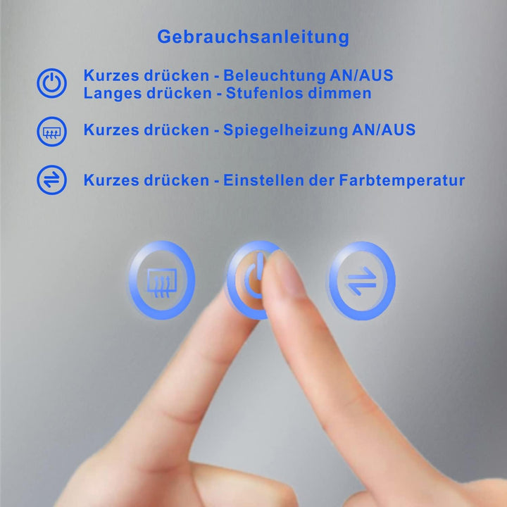 AQUABATOS 100x70 cm Badspiegel mit Beleuchtung Badezimmerspiegel Lichtspiegel LED Wandspiegel Energi