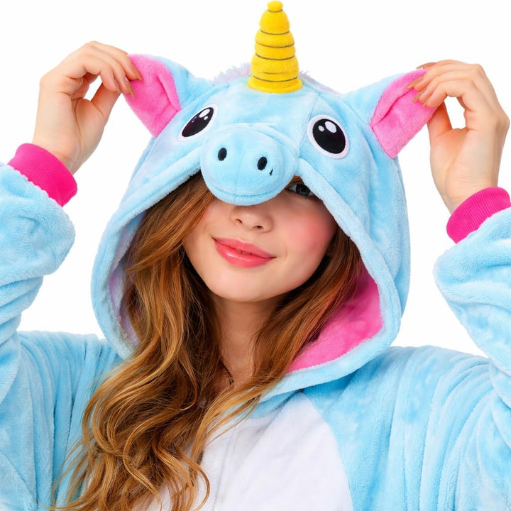 Katara 1744 - Einhorn türkis/rosa Kostüm-Anzug Onesie/Jumpsuit Einteiler Body für Erwachsene Damen H