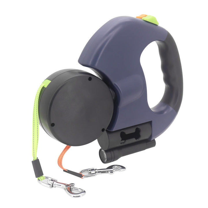 3M Doppel Einziehbare Hundeleine, mit Rutschfestem Griff Hundeleine mit LED Licht Reflektierend Walk