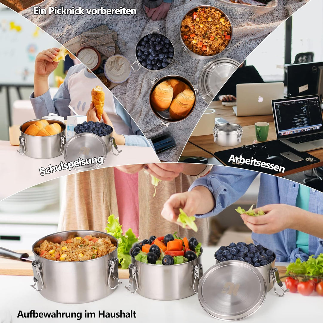 nicelock Brotdose Mit Trennung (3 Stück) Erwachsenen Lebensmittelbehälter Kinder Lunchbox Edelstahl