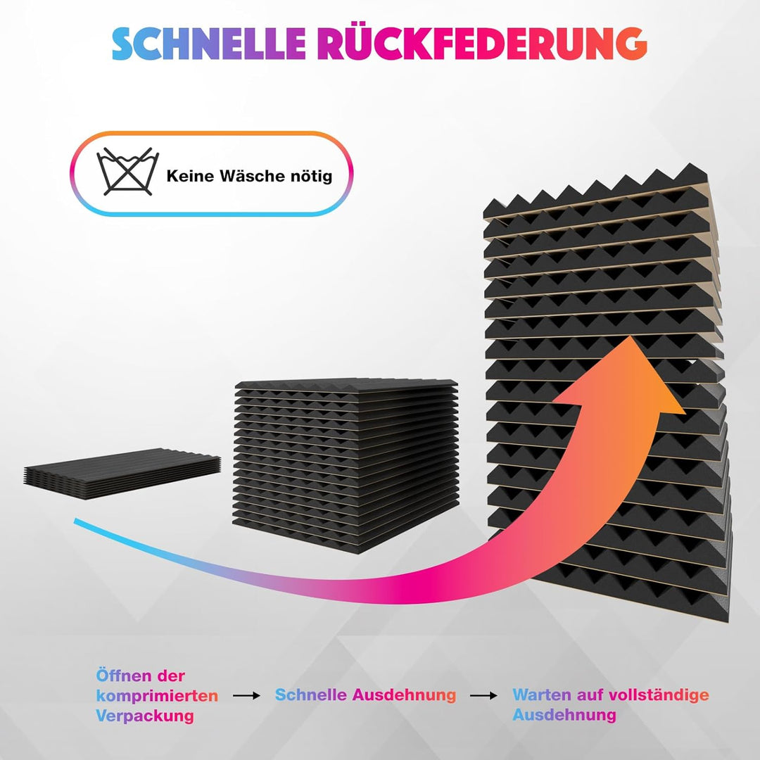 Sonic Acoustics 12 Stücke Selbstklebend Schallabsorber, Dichte 35 kg/m³, 2,5x20x30cm, 3D Hochdichte