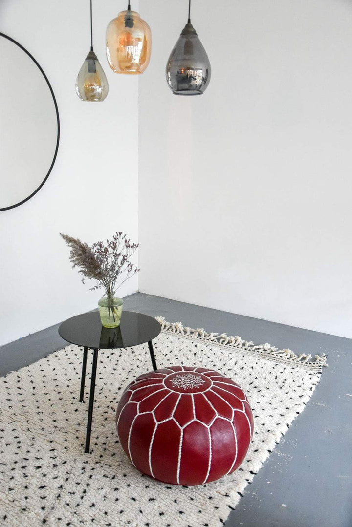 Poufs&Pillows Premium Echt Leder Pouf - Handgefertigt - Gefüllt geliefert - Ottoman, Sitzsack, Fussh