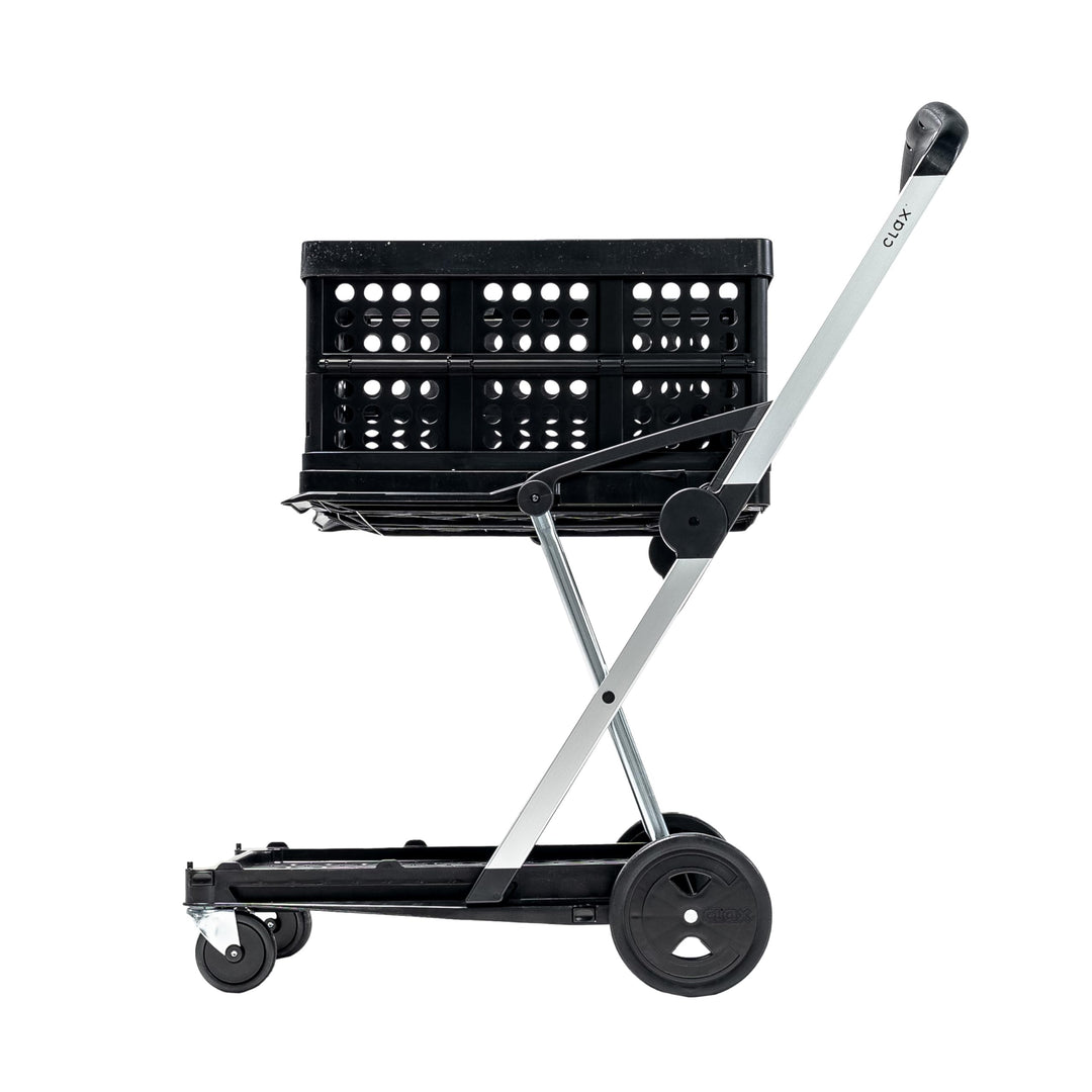 CLAX® Transportwagen | Faltwagen | Etagenwagen | mit gratis Faltbox | schwarz (Black Edition) | klap