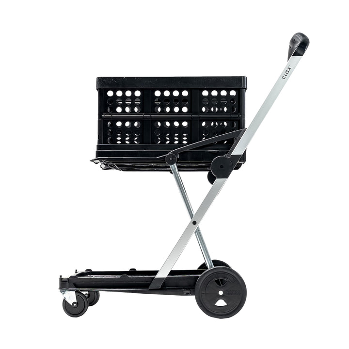 CLAX® persönlicher und hygienischer Einkaufswagen | Klappwagen | Trolley | inklusive Klappbox | schw