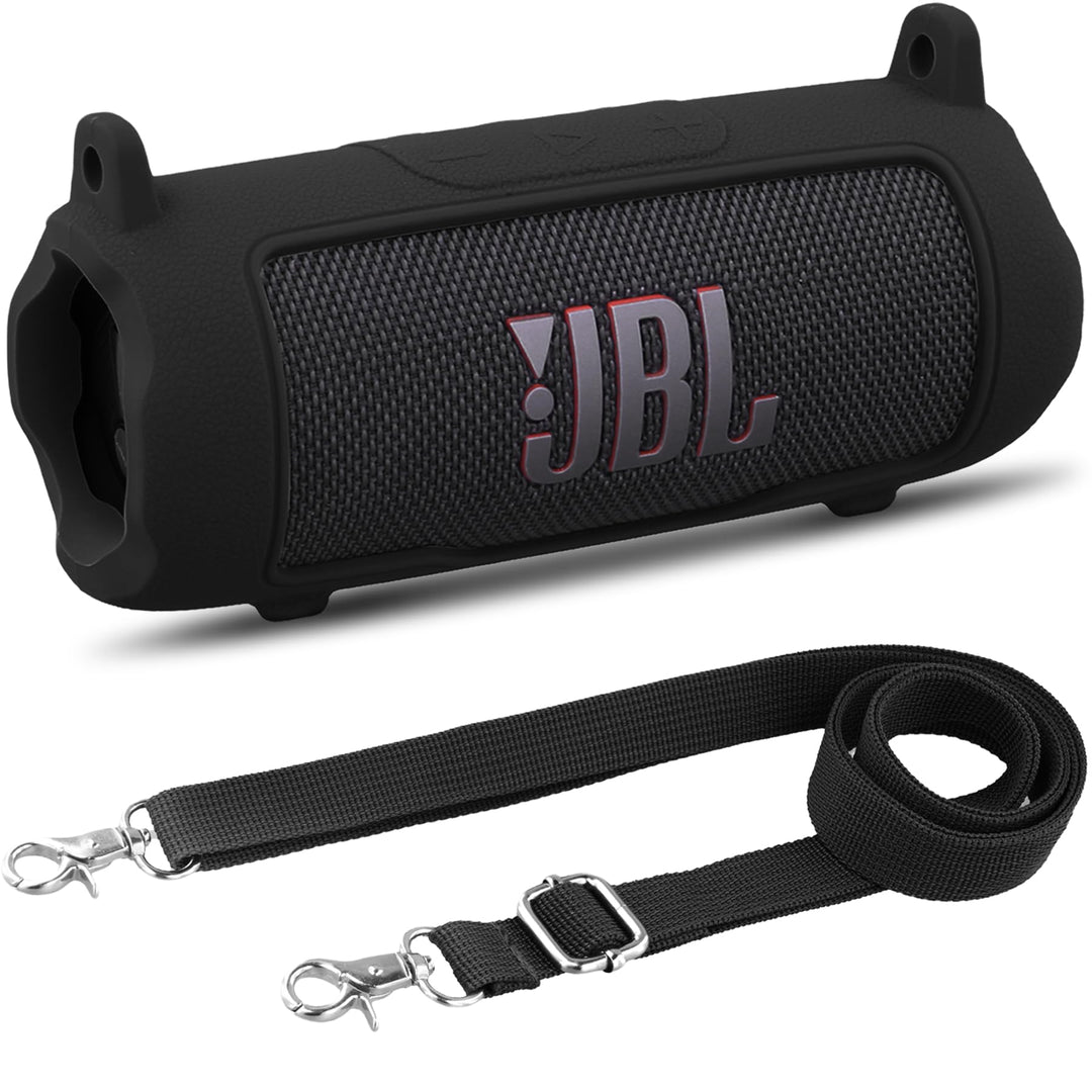 Khanka Silikonhülle für JBL Flip 7 Bluetooth-Lautsprecher Schwarz, Schwarz