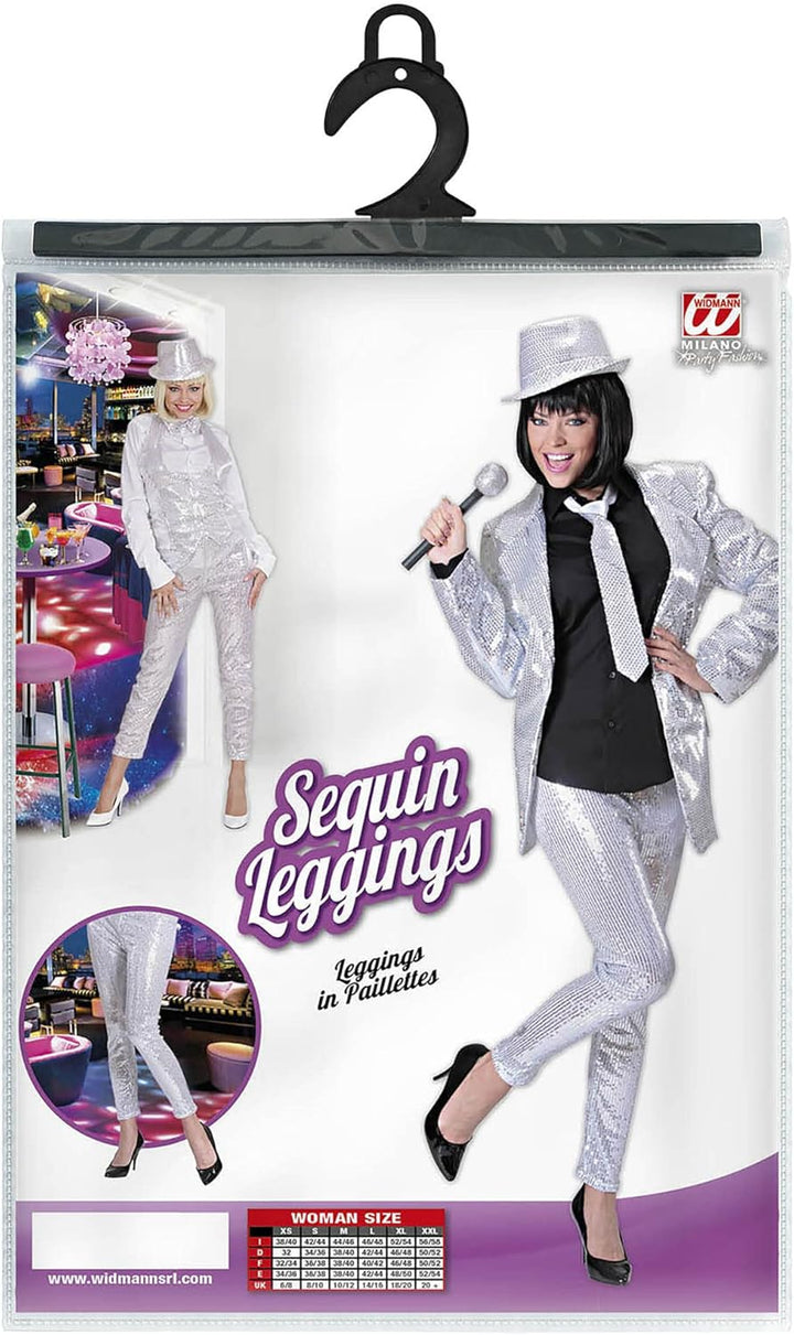 W WIDMANN MILANO Party Fashion - Leggings mit Pailletten, glänzend, Disco Fever, für Faschingskostüm