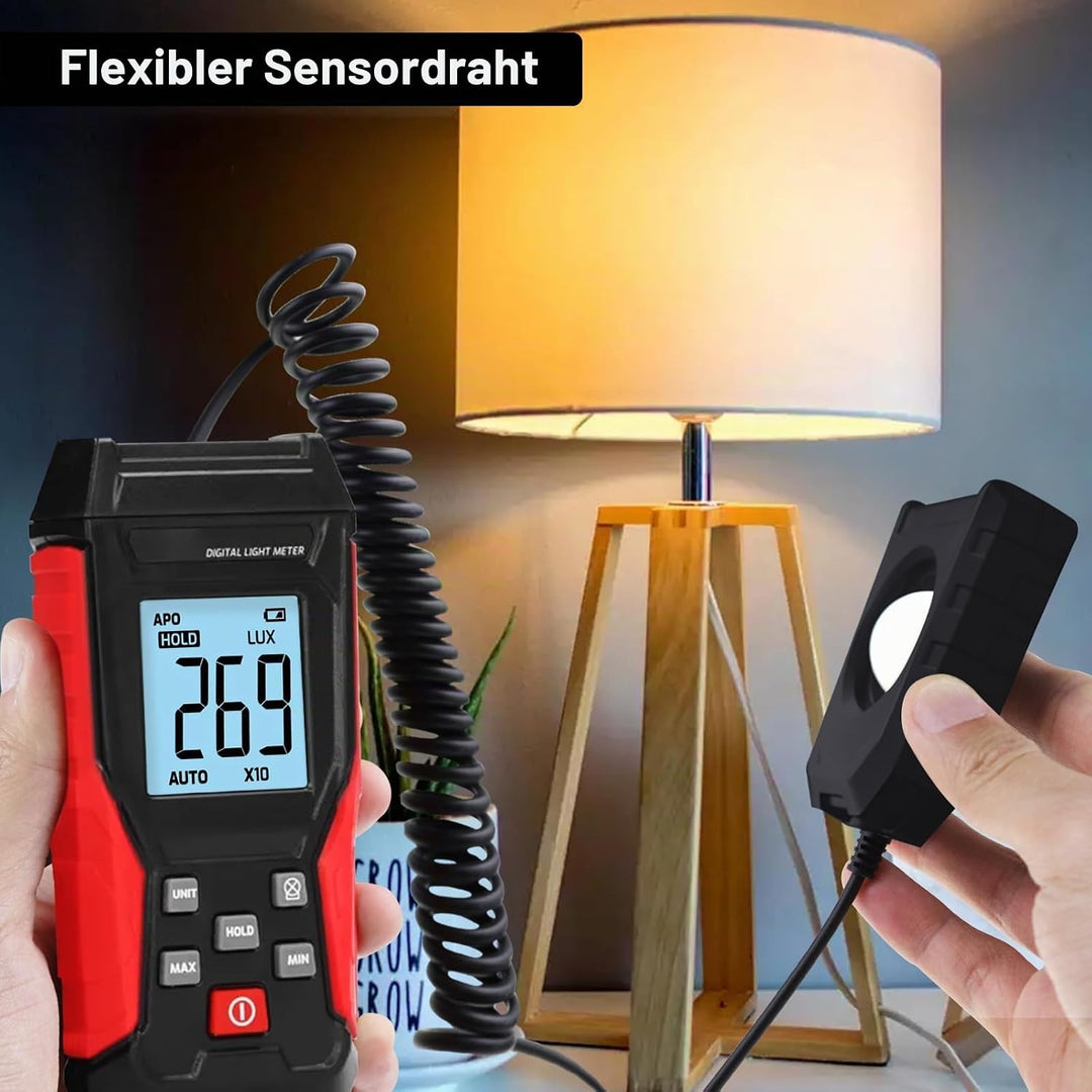 Digital Luxmeter Tragbare Photometer Belichtungsmesser Beleuchtungsstärke Lichtmesser mit 200.000 Lu