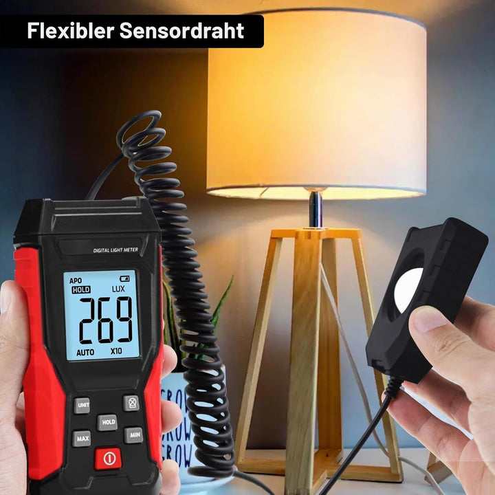 Digital Luxmeter Tragbare Photometer Belichtungsmesser Beleuchtungsstärke Lichtmesser mit 200.000 Lu