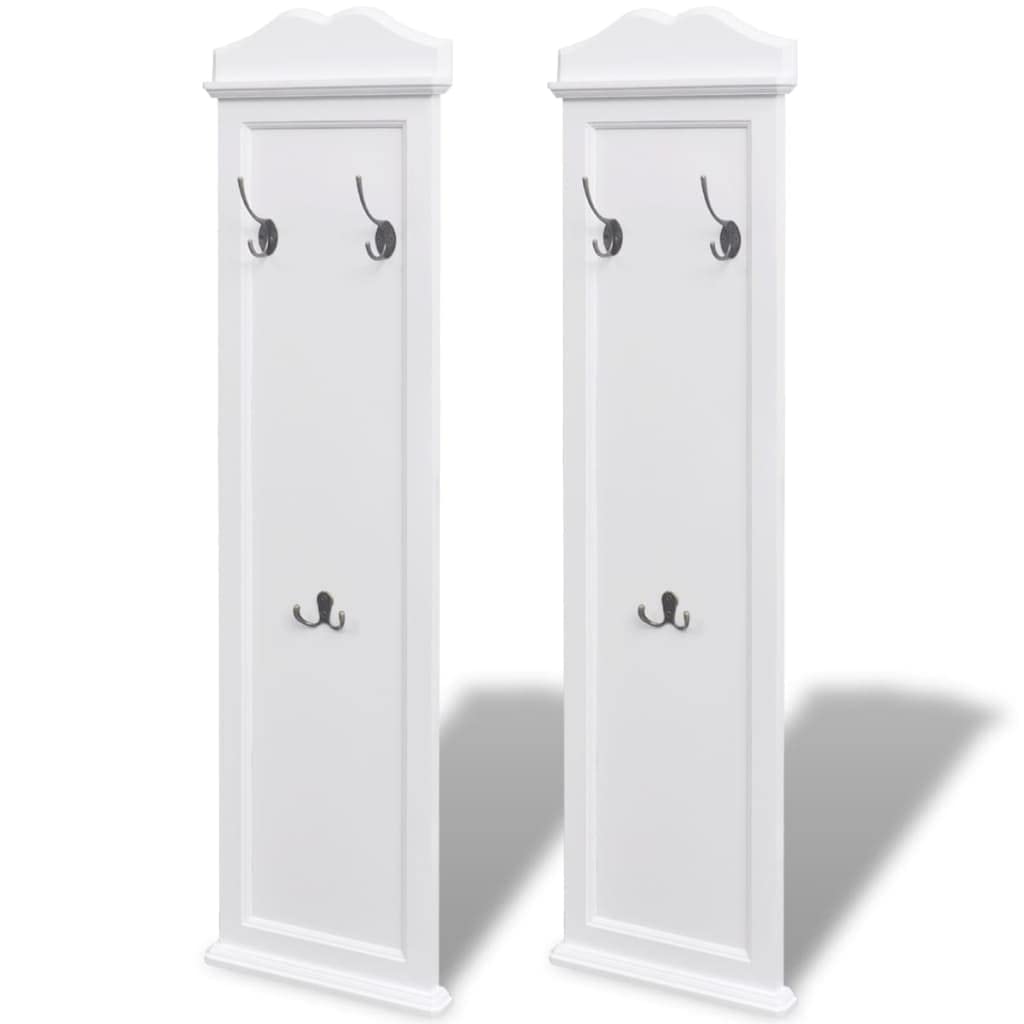 Hothingwell Garderobenständer, 2 Stück, weiss, Barockstil, 3 Kleiderhaken | Hochwertiger Stahl, für