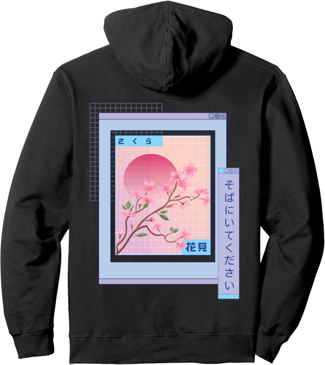 Japanese Aesthetic Sakura Flowers - Kawaii E-Girl - Browser Pullover Hoodie