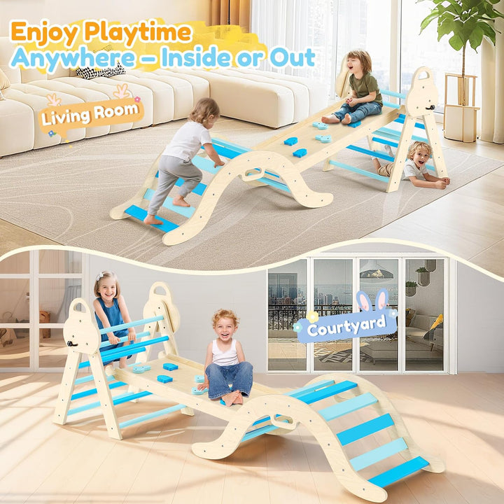 Klettergerüst für Kleinkinder, Kletterleiter aus Holz für Kinder mit gemütlichem Kissen, Indoor-Mont