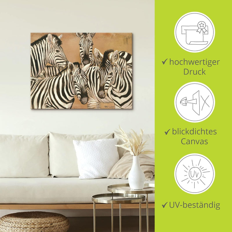 ARTland Leinwandbilder Wandbild Bild auf Leinwand Peter Lang Zebras Tiere Wildtiere Zebra Malerei Or