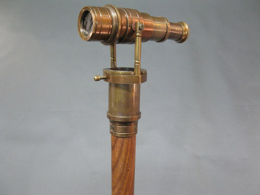Gehstock Spazierstock Wanderstock Edelholz mit Fernglas Fernrohr Kapitänsstock 97cm M37