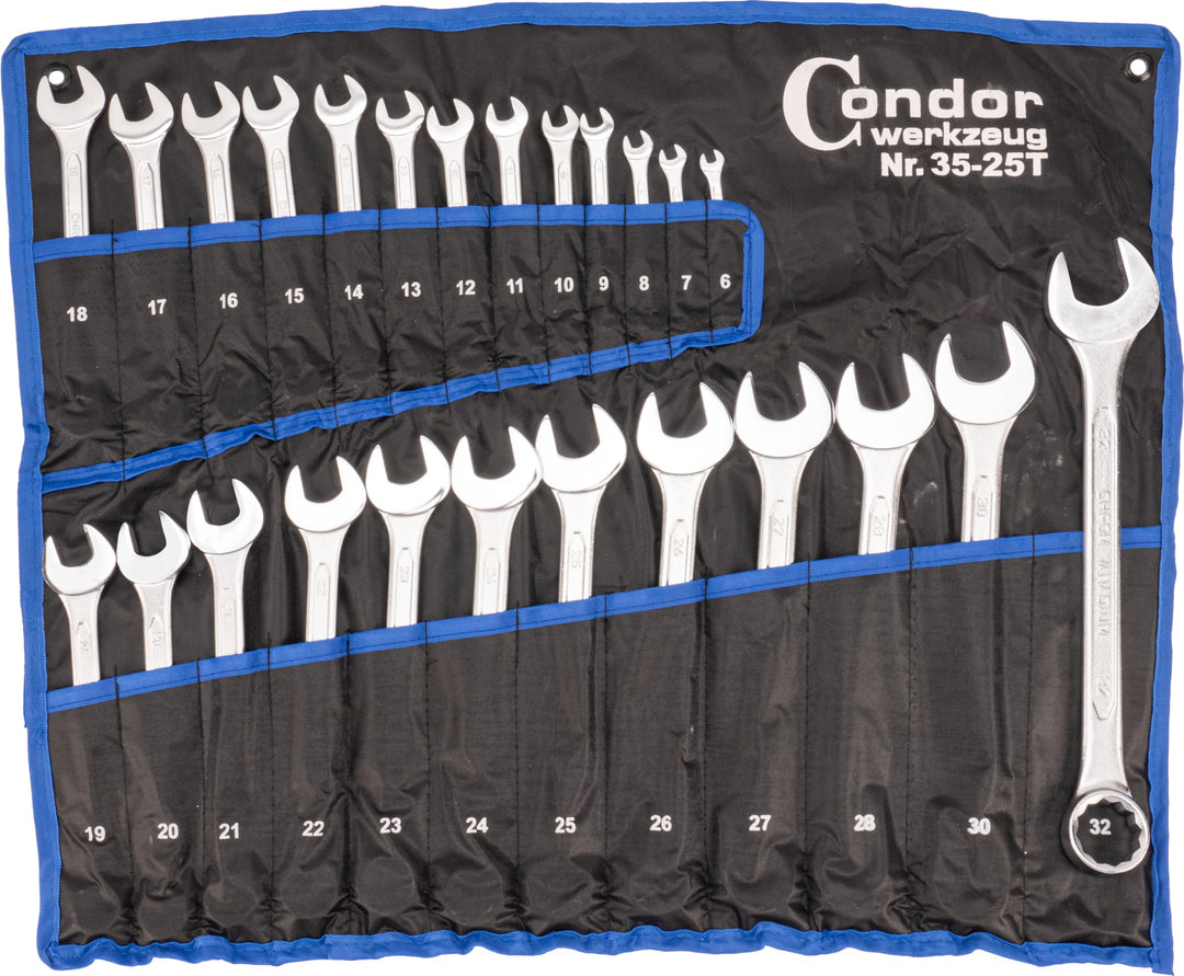 CONDOR Werkzeug 35-25T | Gabel-Ringschlüssel-Satz | 25-tlg. | Chrom-Vanadium-Stahl verchromt | 6-32