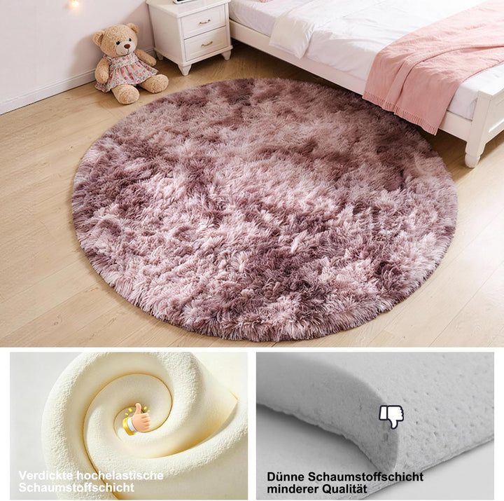 ROHATIM Schlafzimmer Plüsch Teppich Rund,Flauschiger Teppich für Wohnzimmer,modernes Wohnzimmer,Mädc