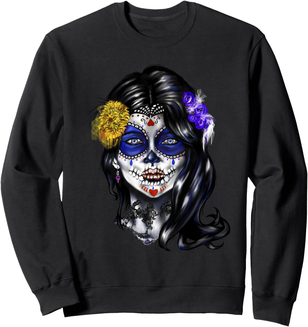 Schädel einer gotischen Frau Dia de los Muertos Tag der Tote Sweatshirt