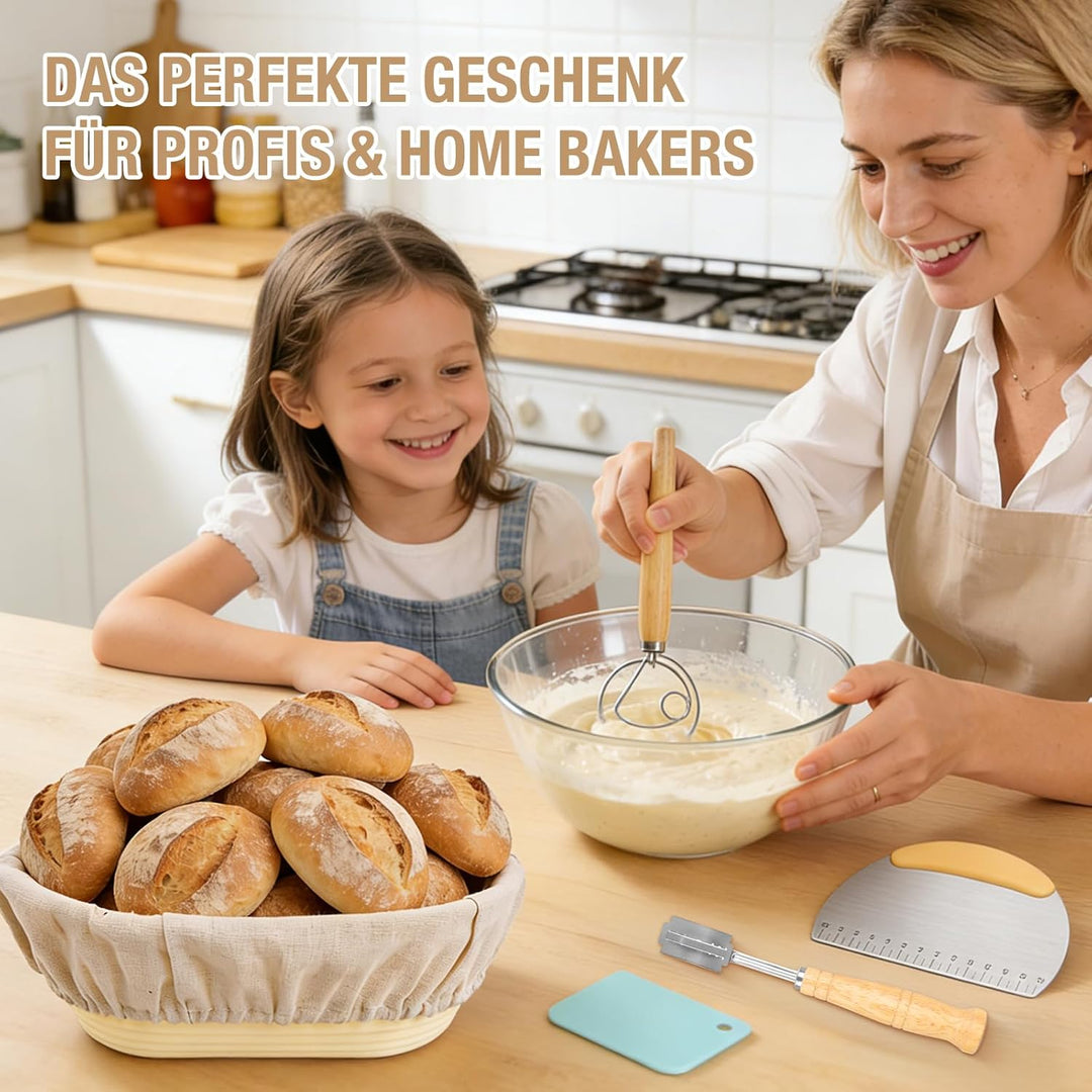 Sauerteig Starter Set,13-teilig Brotgärkorb -Set- aus Silikon，Komplettset Brot Backen Zubehör, Gesch