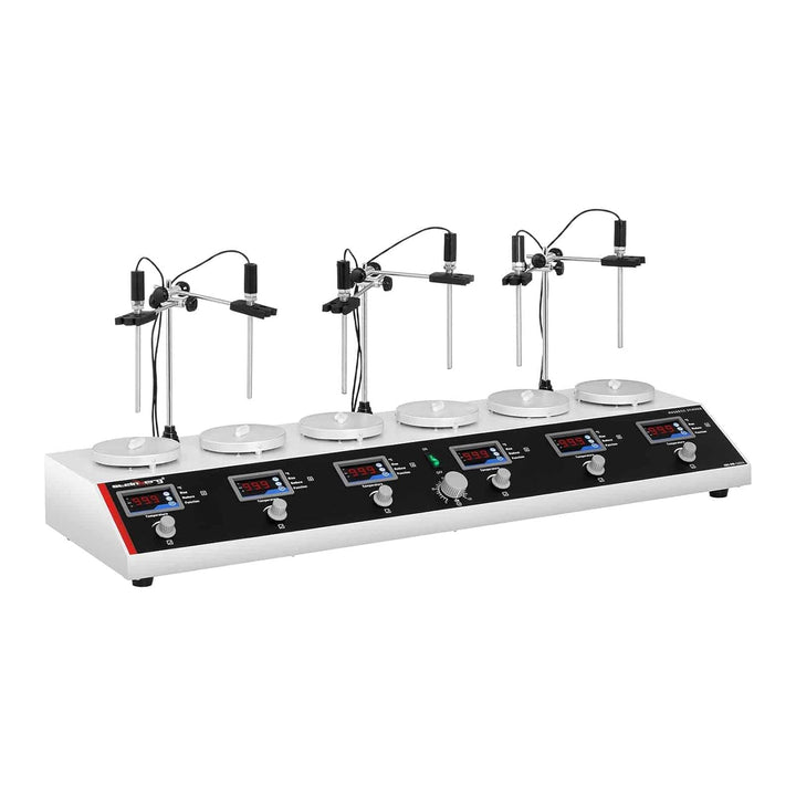 Steinberg Systems Magnetrührer mit Heizplatte SBS-MR-1600/6 (6 Stellplatten Ø 12 cm, 5-99°C, 1000 ml