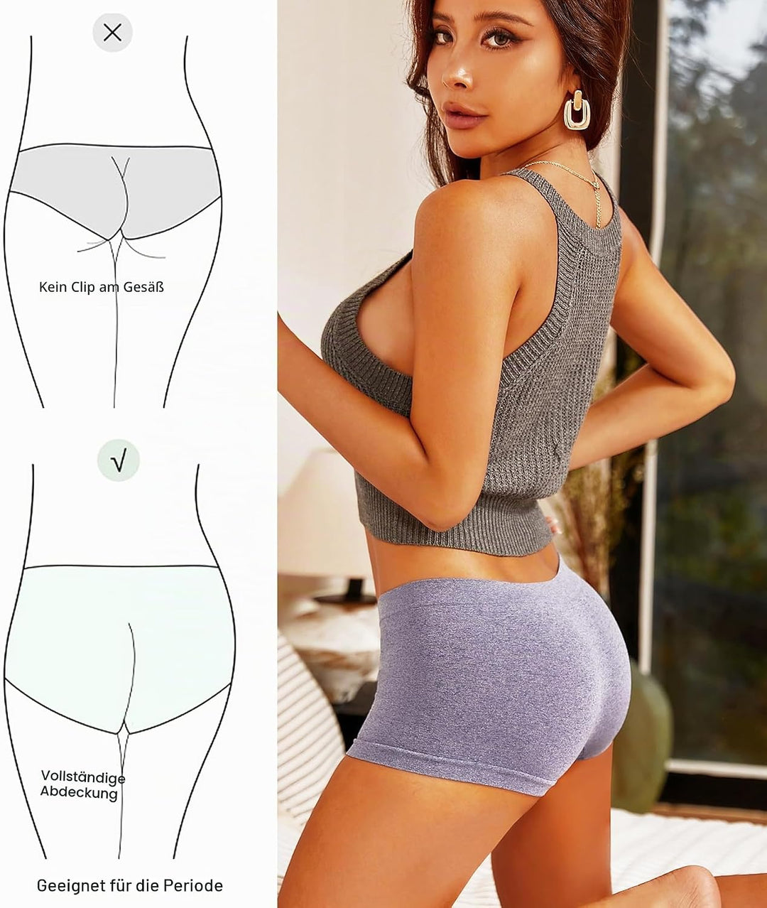 ALL OF ME 4er Pack Boxershorts Damen Boyshorts Damen Hohe Taille Hipster Unterwäsche Panties Frauen