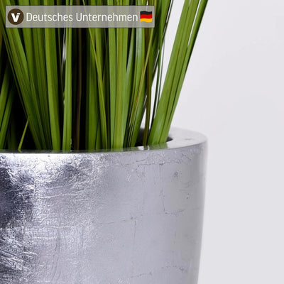 VIVANNO Pflanzkübel Pflanzgefäss Blumenkübel exklusiv Fiberglas Silber Opala - 72 x 52 cm