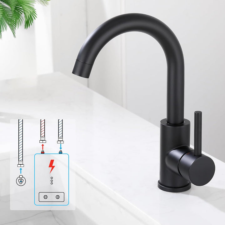 HOMELODY Niederdruck Armatur Bad/Küche Schwarz Waschtischarmatur 360° Drehbar Wasserhahn Bad Armatur