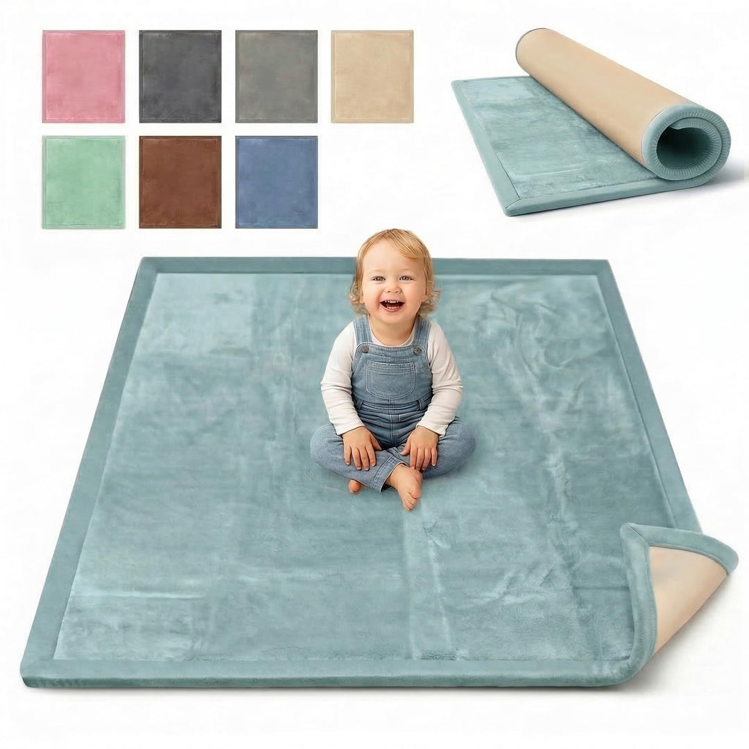 BabybeFun Krabbelmatte Baby - kuschelig weich - 3cm Dicke Spielmatte - schützt vor Stössen - Teppich