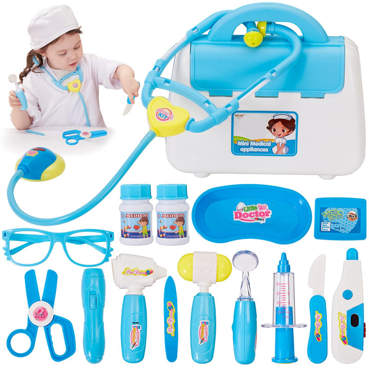 BUYGER Arztkoffer Kinder ab 3 Jahre, Doktorkoffer Mit Zubehör Stethoskop, Spritze, Arzt Set mit Lich