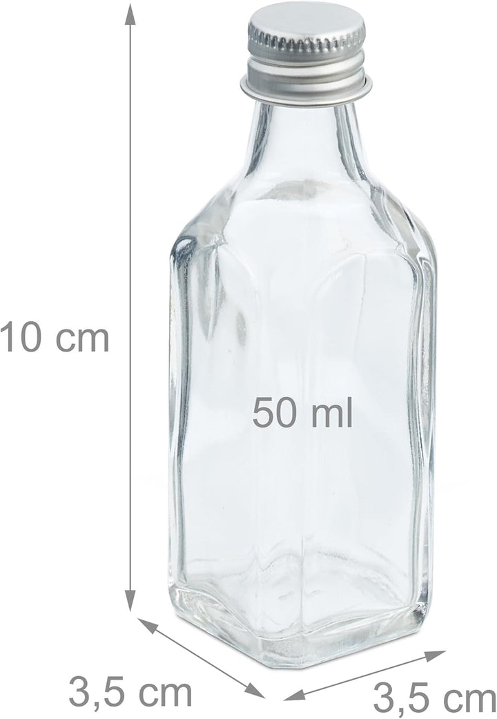 Relaxdays kleine Flaschen, 20er Set, 50 ml, Glasflaschen zum Befüllen, Schraubverschluss & Korken, t