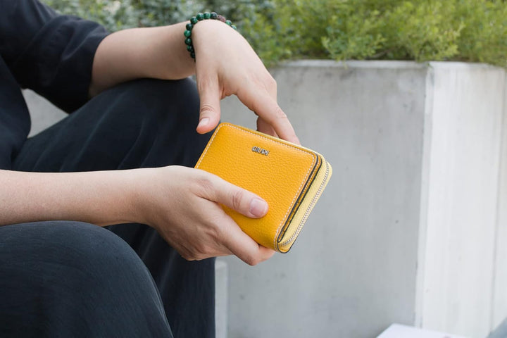 GIUDI ® Geldbörse Damen, Echtleder, Salmone/Nude, Pastellfarbe, Münzfach, Kartenfächer, Portemonnaie
