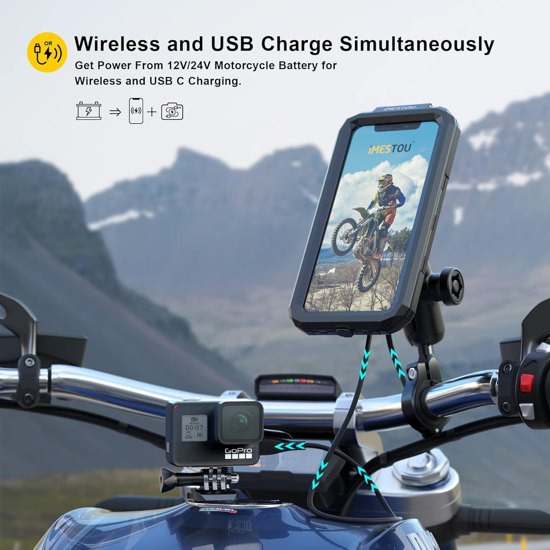 iMESTOU wasserdichte Motorrad Telefon Halterung Fahrrad Telefonhalterung 1 "Kugel Lenker Stamm Mobil