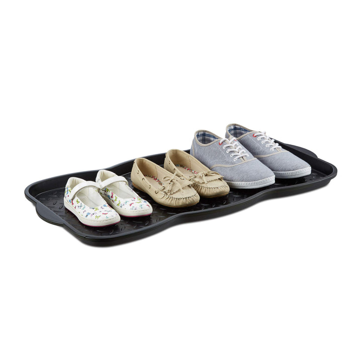 Relaxdays 2X Schuhabtropfschale gross, Kunststoff Schuhablage für 6 Schuhe, Profil Schmutzfang, HxBx