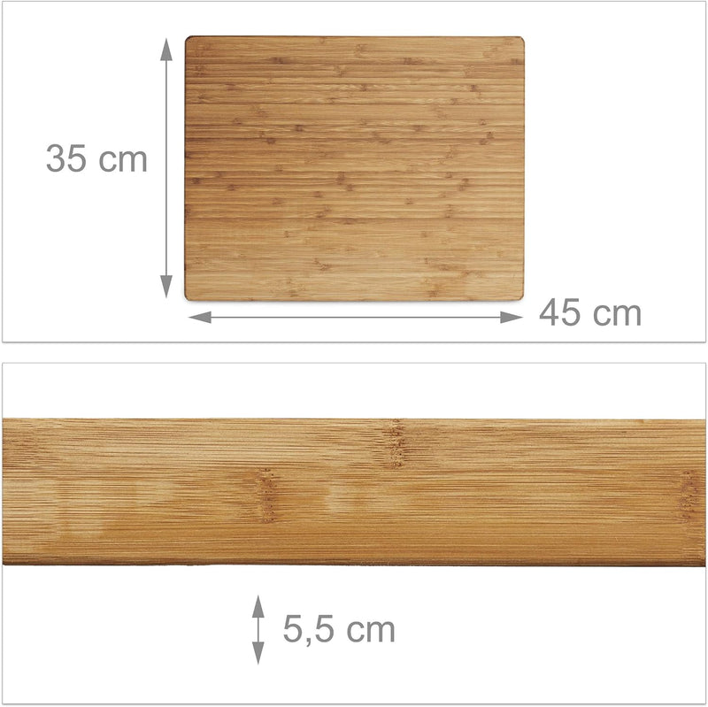 Relaxdays Hackbrett gestreift, Schneidbrett Bambus, pflegeleicht, HBT ca. 5,5 x 45 x 35 cm, massiver