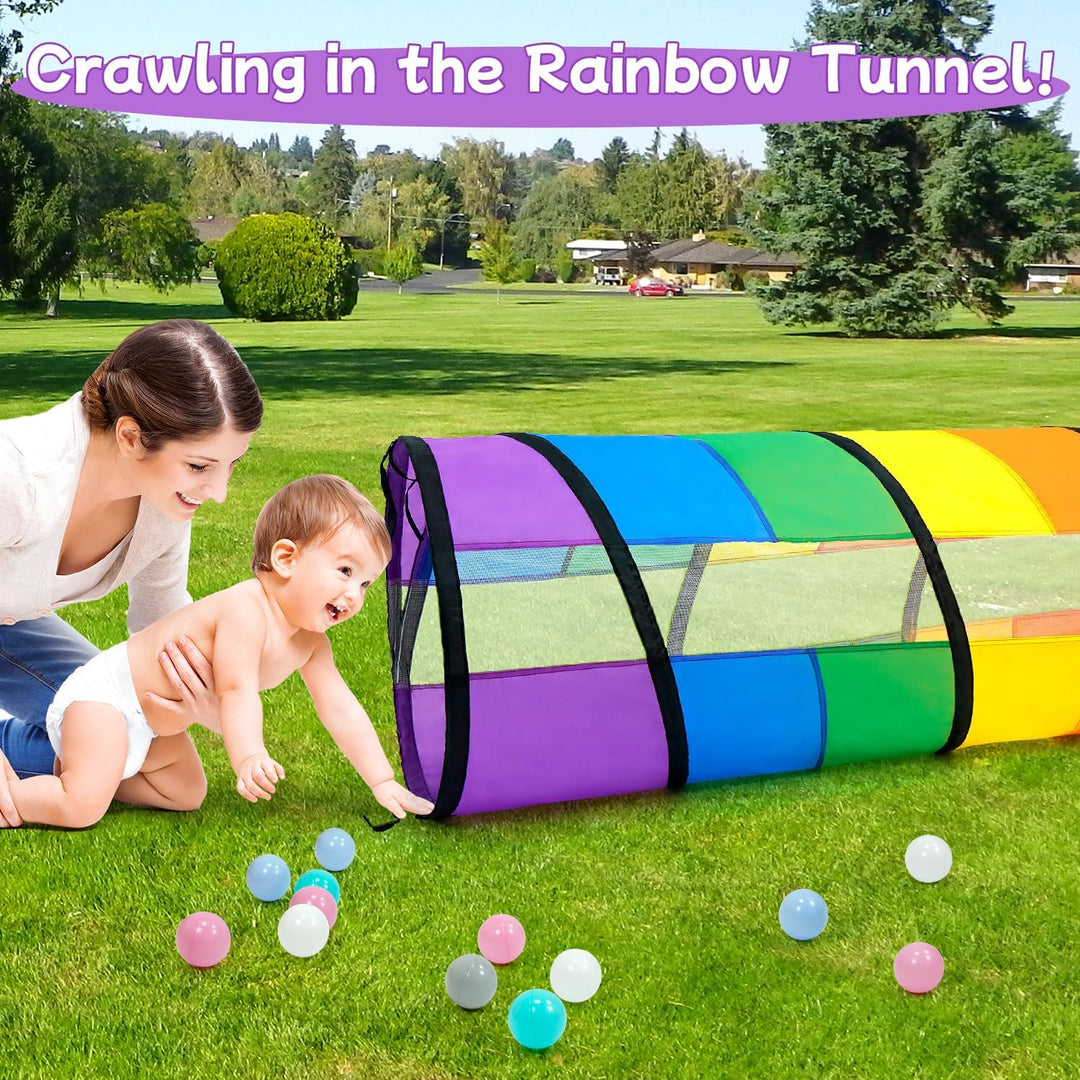 Kinder-Spieltunnel für Kleinkinder, gross, 53,3 cm, buntes Regenbogen-Pop-Up-Krabbelzelt für Baby od