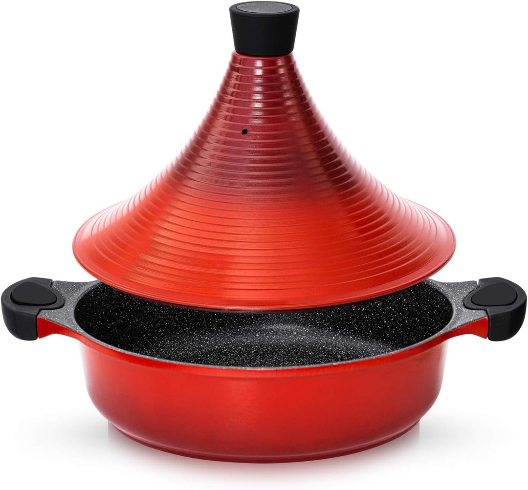 Tajine Topf Induktion 28cm/4,2L – Marokkanischer Tagine Guss-Aluminium – Für alle Herdarten (Indukti
