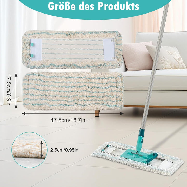 4 Stück Wischbezug für Leifheit Profi XL Micro Duo/Profi XL Cotton Plus Alle Stiel Bodenwischer, 60%
