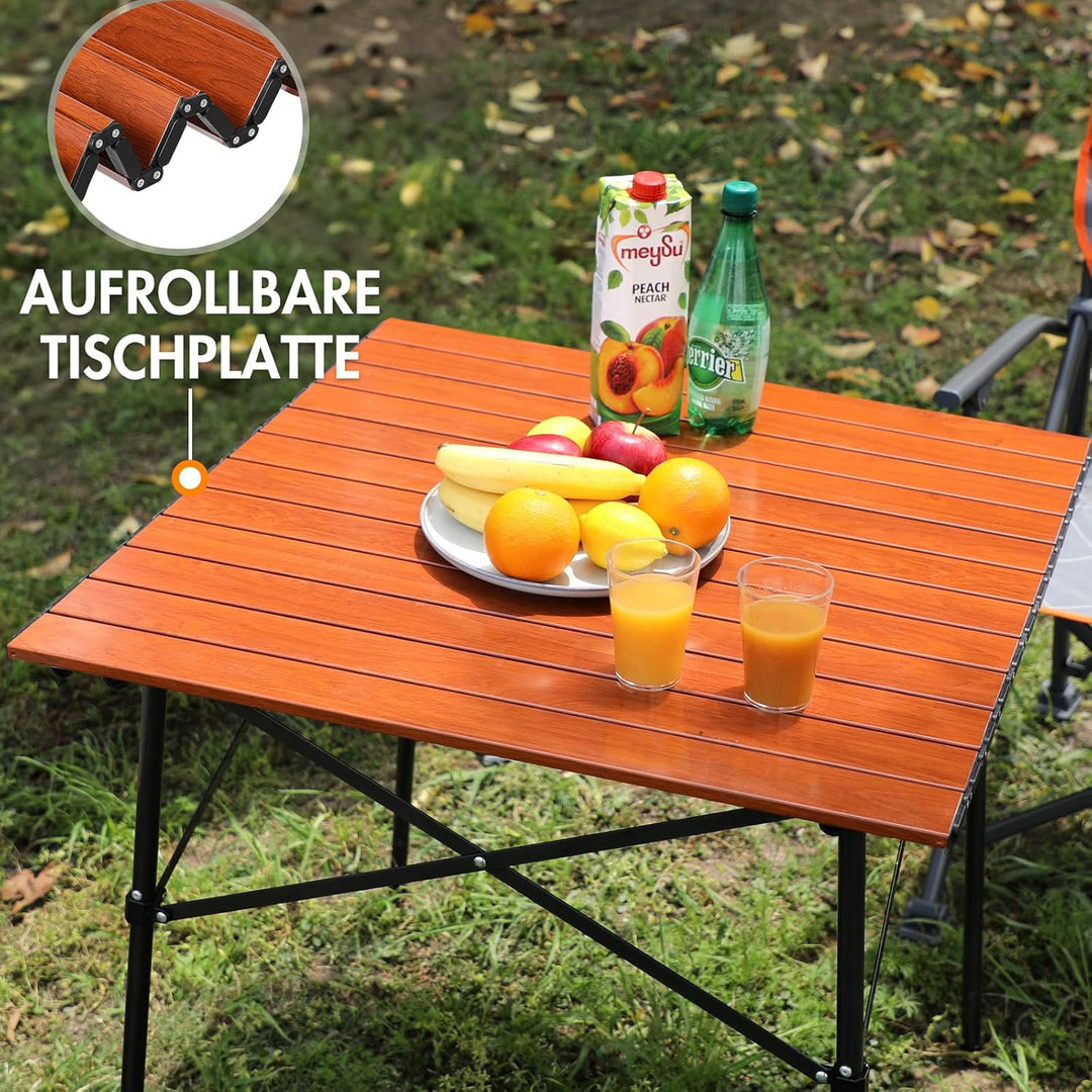 PORTAL Campingtisch klappbar Klapptisch Camping faltbar mit Aluminium Tischplatte belastbar 80kg mit