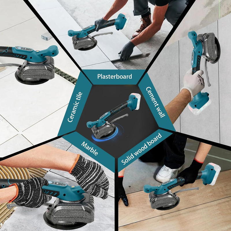 Fliesenvibrationsmaschine für Makita 18v, Fliesenleger-Vibrationsgerät mit 4,7" Saugnapf, 5 Gänge, e